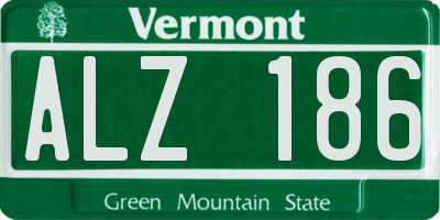 VT license plate ALZ186