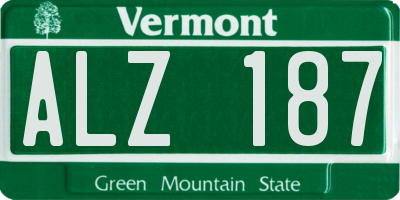 VT license plate ALZ187