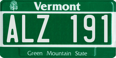 VT license plate ALZ191