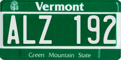 VT license plate ALZ192