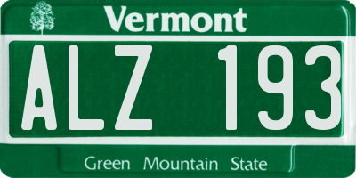 VT license plate ALZ193