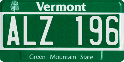 VT license plate ALZ196