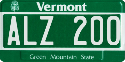 VT license plate ALZ200