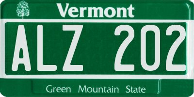 VT license plate ALZ202