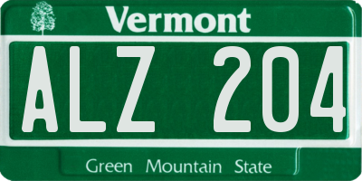 VT license plate ALZ204