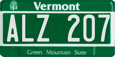 VT license plate ALZ207