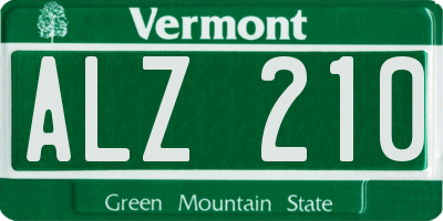 VT license plate ALZ210