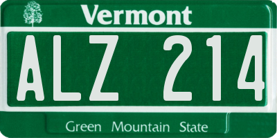 VT license plate ALZ214