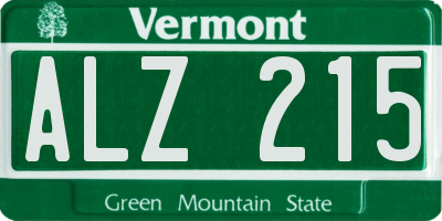 VT license plate ALZ215