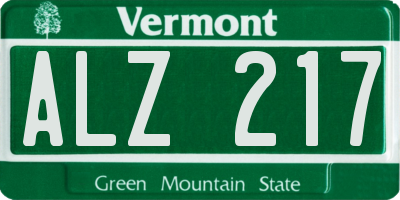 VT license plate ALZ217