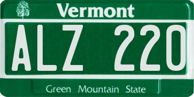 VT license plate ALZ220