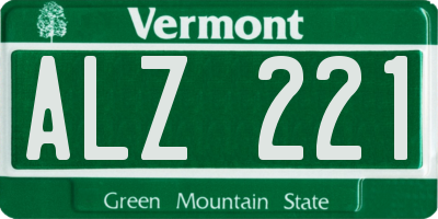 VT license plate ALZ221