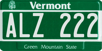 VT license plate ALZ222