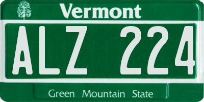 VT license plate ALZ224