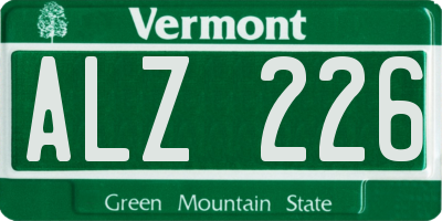 VT license plate ALZ226