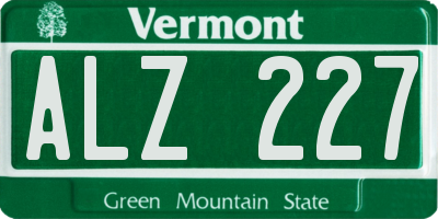 VT license plate ALZ227