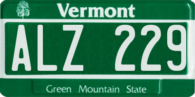 VT license plate ALZ229