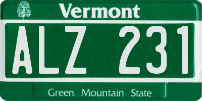 VT license plate ALZ231