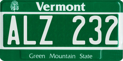 VT license plate ALZ232