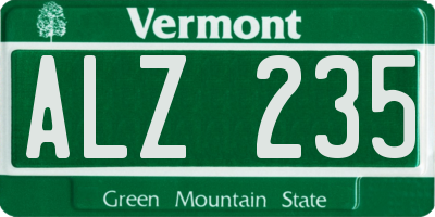 VT license plate ALZ235