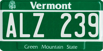 VT license plate ALZ239