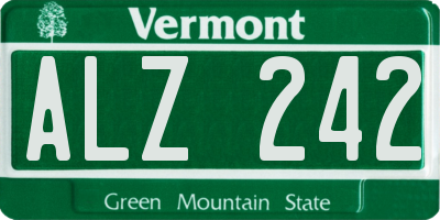 VT license plate ALZ242