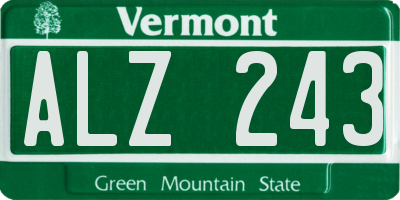 VT license plate ALZ243