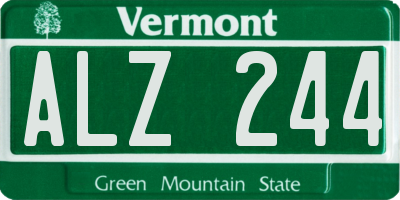 VT license plate ALZ244