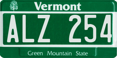 VT license plate ALZ254