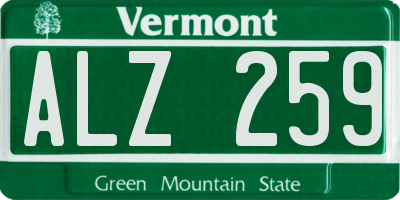 VT license plate ALZ259
