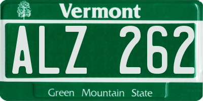 VT license plate ALZ262
