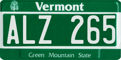 VT license plate ALZ265