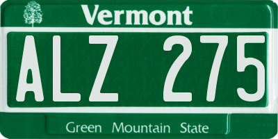 VT license plate ALZ275