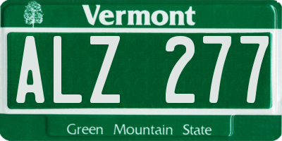 VT license plate ALZ277