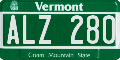 VT license plate ALZ280