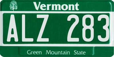 VT license plate ALZ283