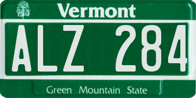 VT license plate ALZ284