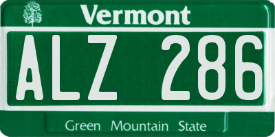 VT license plate ALZ286