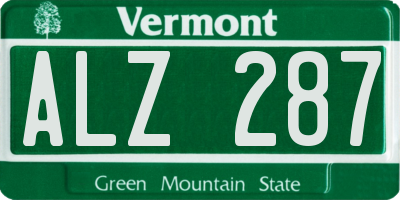 VT license plate ALZ287