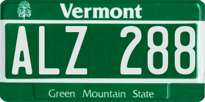 VT license plate ALZ288