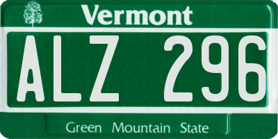VT license plate ALZ296