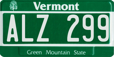 VT license plate ALZ299