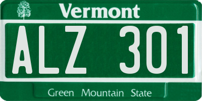 VT license plate ALZ301