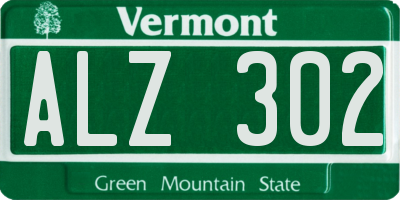 VT license plate ALZ302