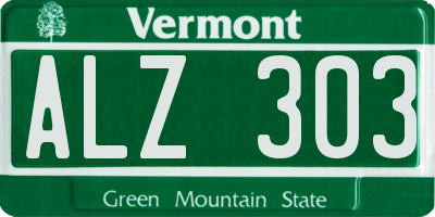 VT license plate ALZ303