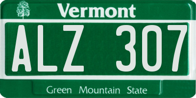 VT license plate ALZ307