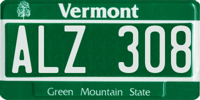 VT license plate ALZ308