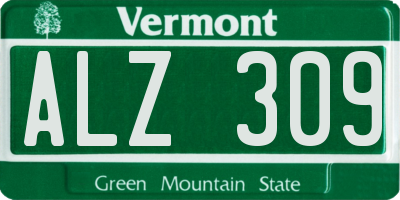 VT license plate ALZ309