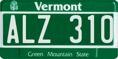 VT license plate ALZ310