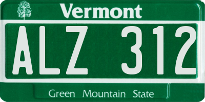 VT license plate ALZ312